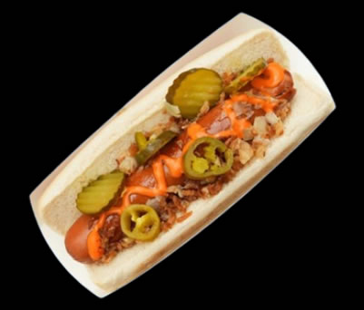 German halal turkey hotdog at Donut Man London menu